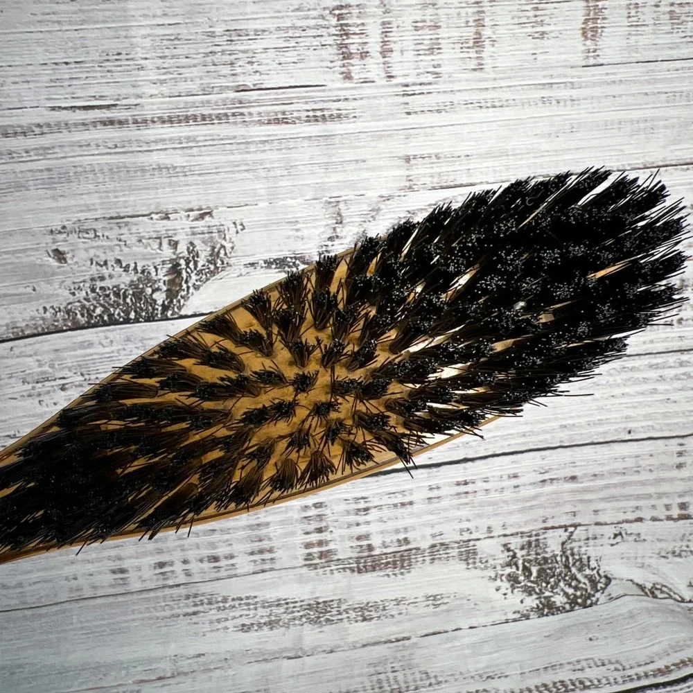 Vintage MCM Empire Lucite Brush Amber Black Nylon Bristles‎ Made In U.S.A.